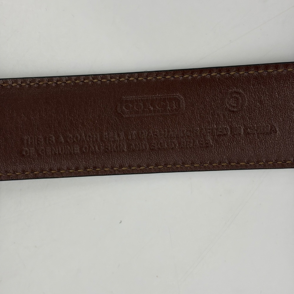 COACH Mens 38 Dress Belt Brown Genuine Calfskin #5953 100% Brass Buckle 36.5-40" - Picture 4 of 8